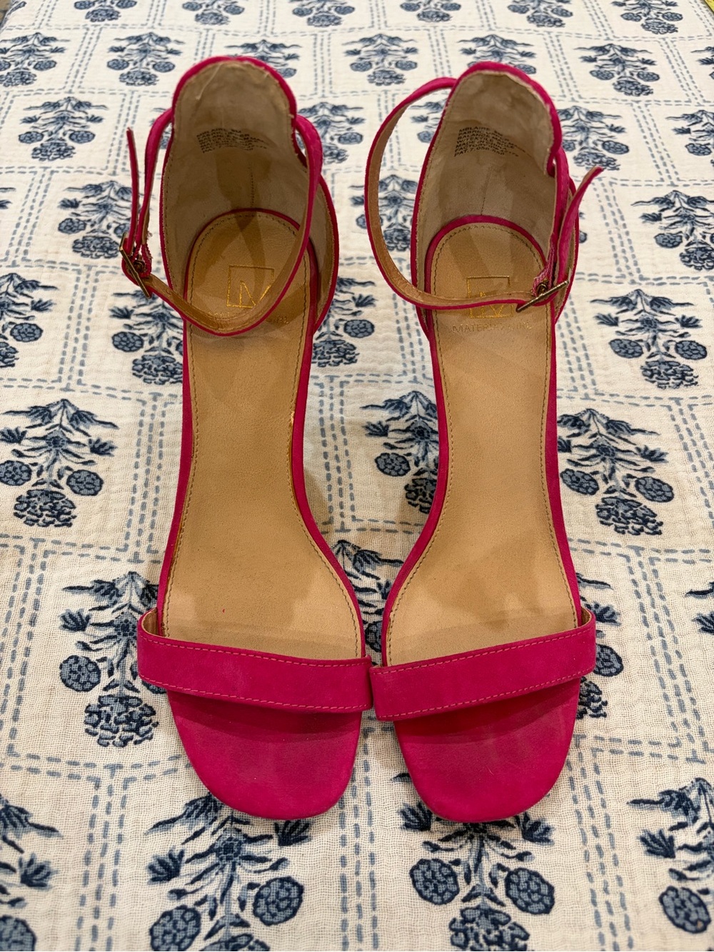 Material Girl Fuchsia Open-Toe Ankle-Strap Heels